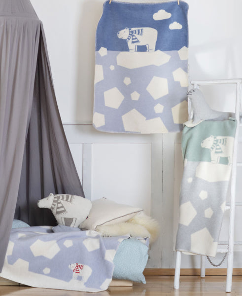 Baby- und Kinderdecke Mila "Eisbär", Kuscheldecke, Hellgrün