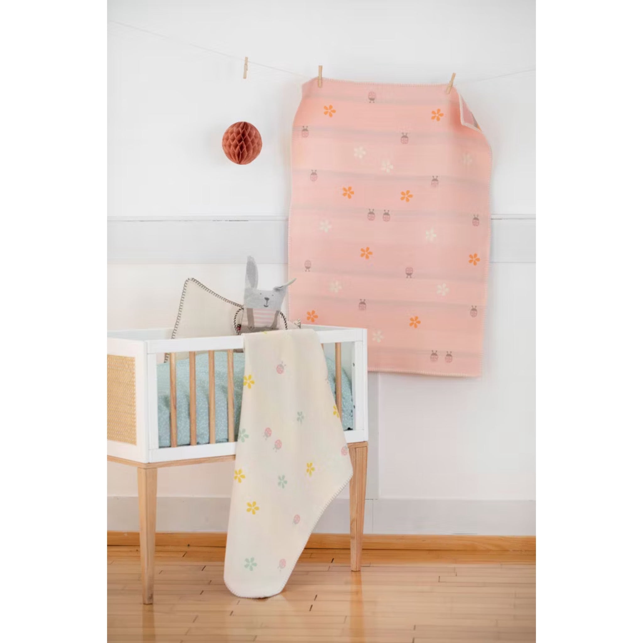 Baby- und Kinderdecke Lena "Käfer" Baumwolldecke, Kuscheldecke, Rosa