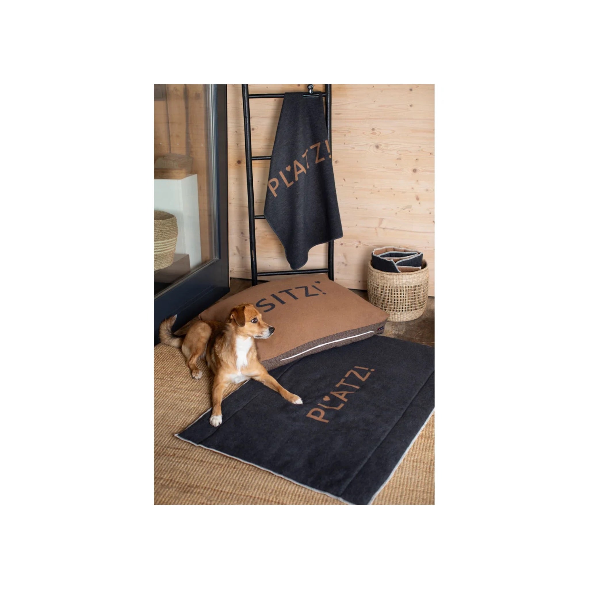 Hundekissen "Sitz!", Hundebett, Liegekissen, Anthrazit