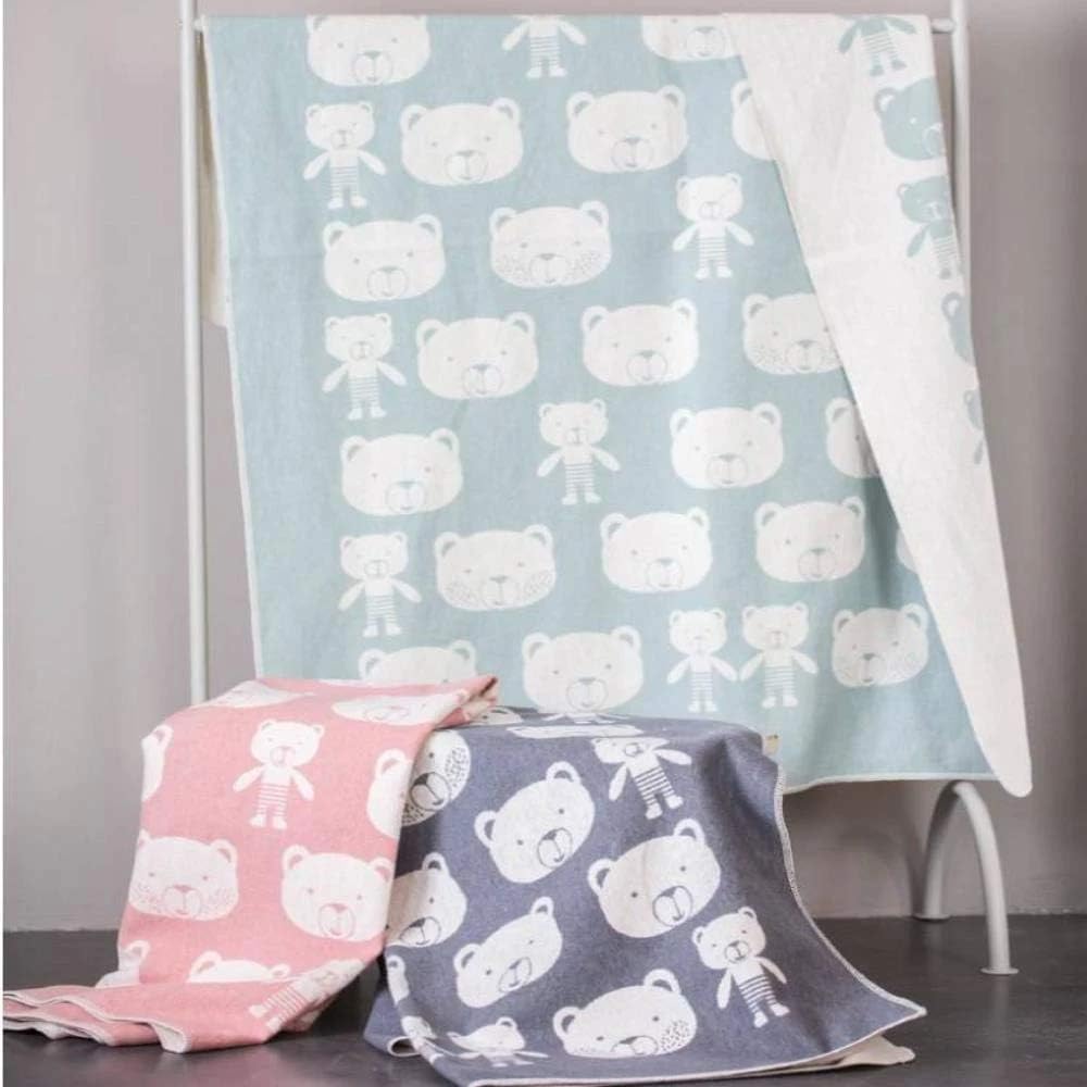 Baby- und Kinderdecke Juwel "Bärenköpfe allover", Kuscheldecke, Rosa