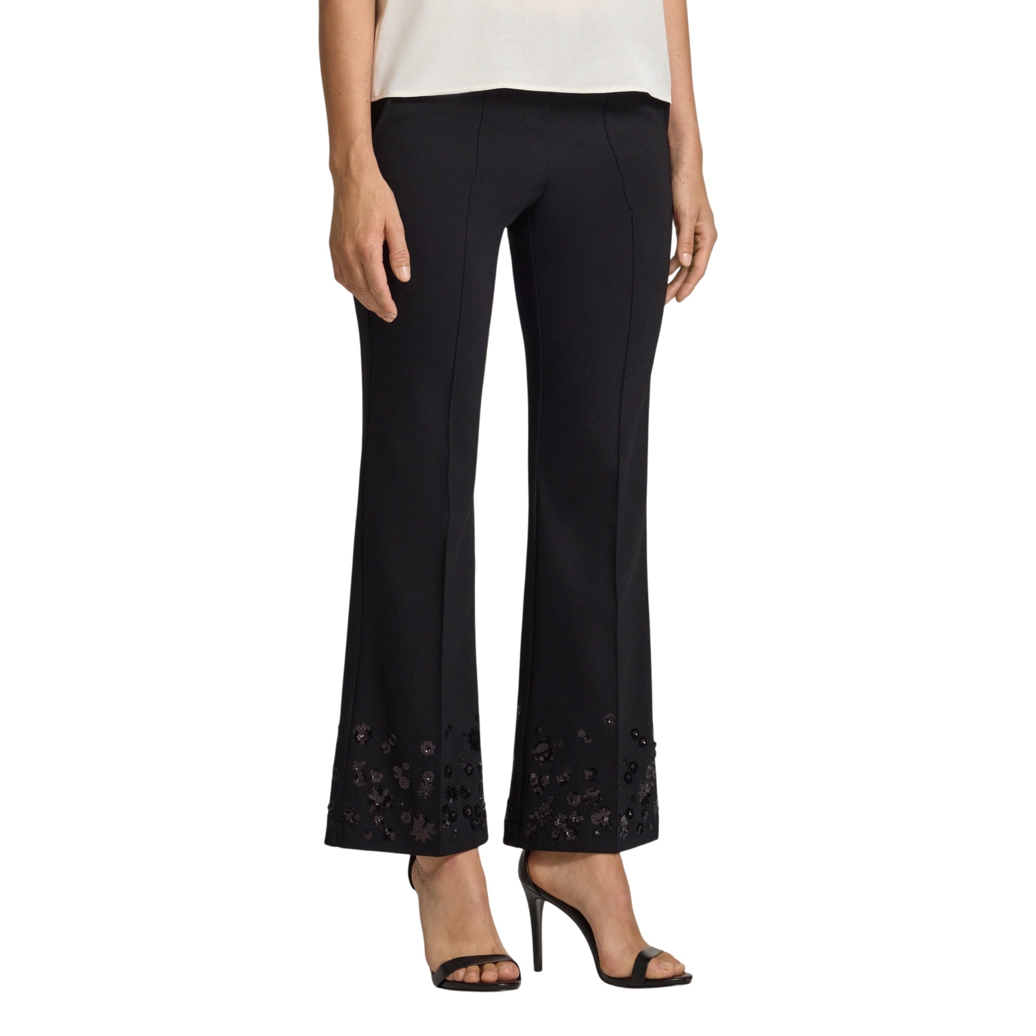 Cambio Hose Francoise cropped schwarz mit Pailletten-Applikation