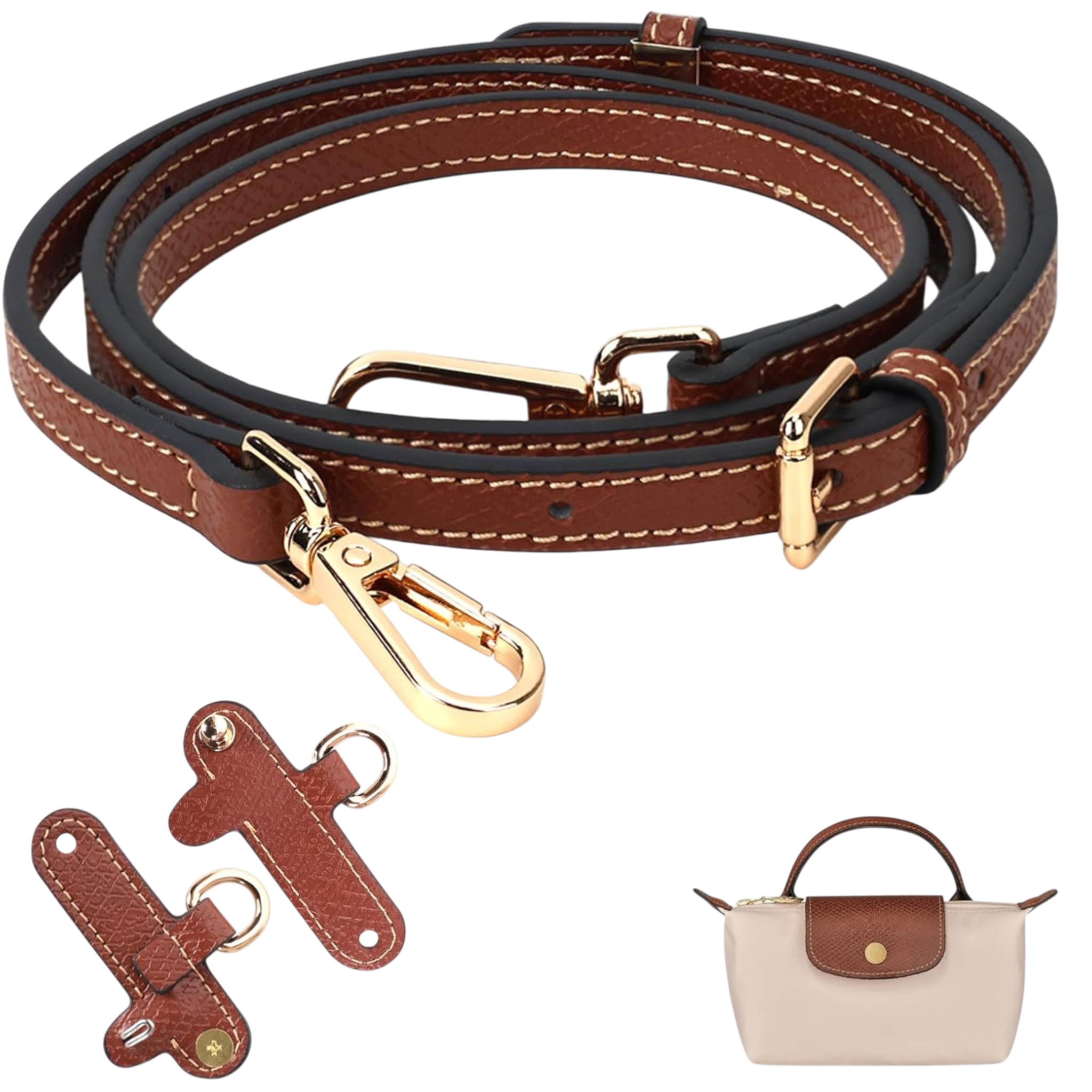 Longchamp Le Pliage – Extra-Riemen aus Leder für Mini-Bag (Beauty Bag)