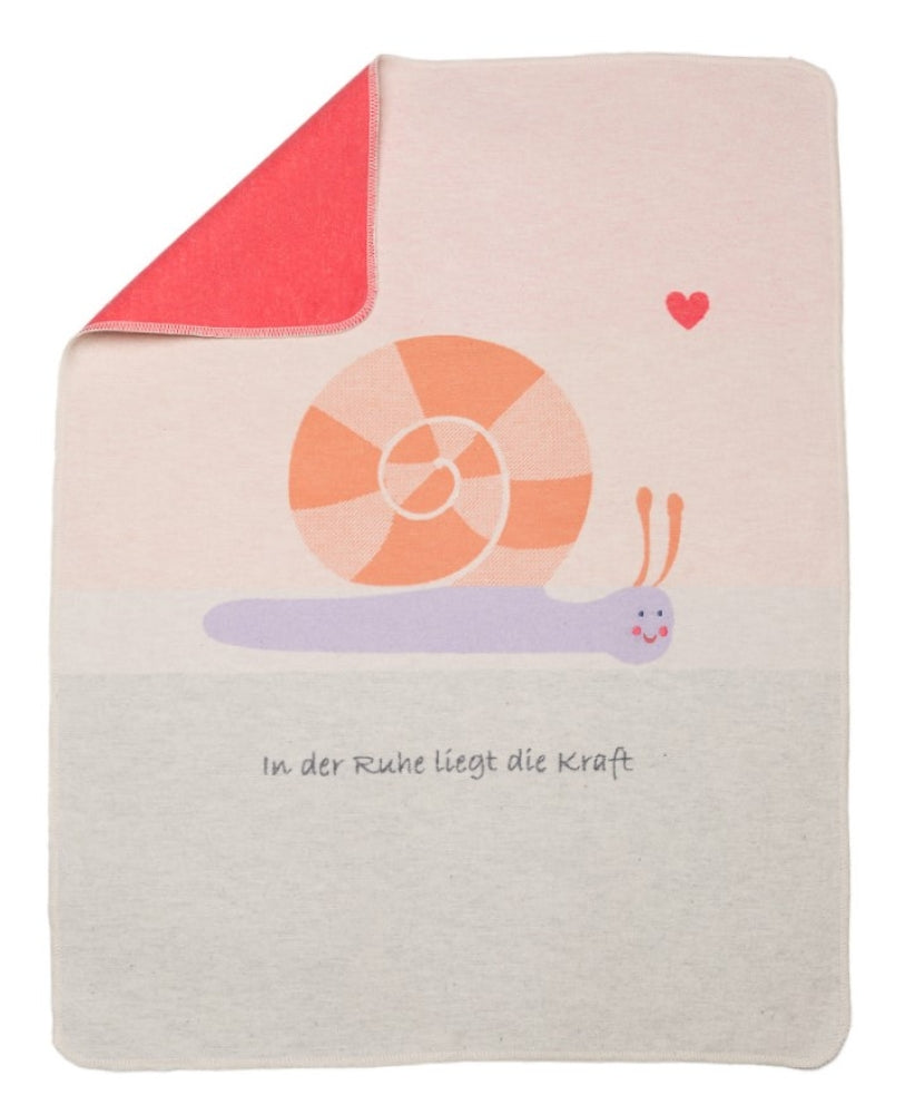 Babydecke "Schnecke", Kuscheldecke mit Stickerei, Wollweiß