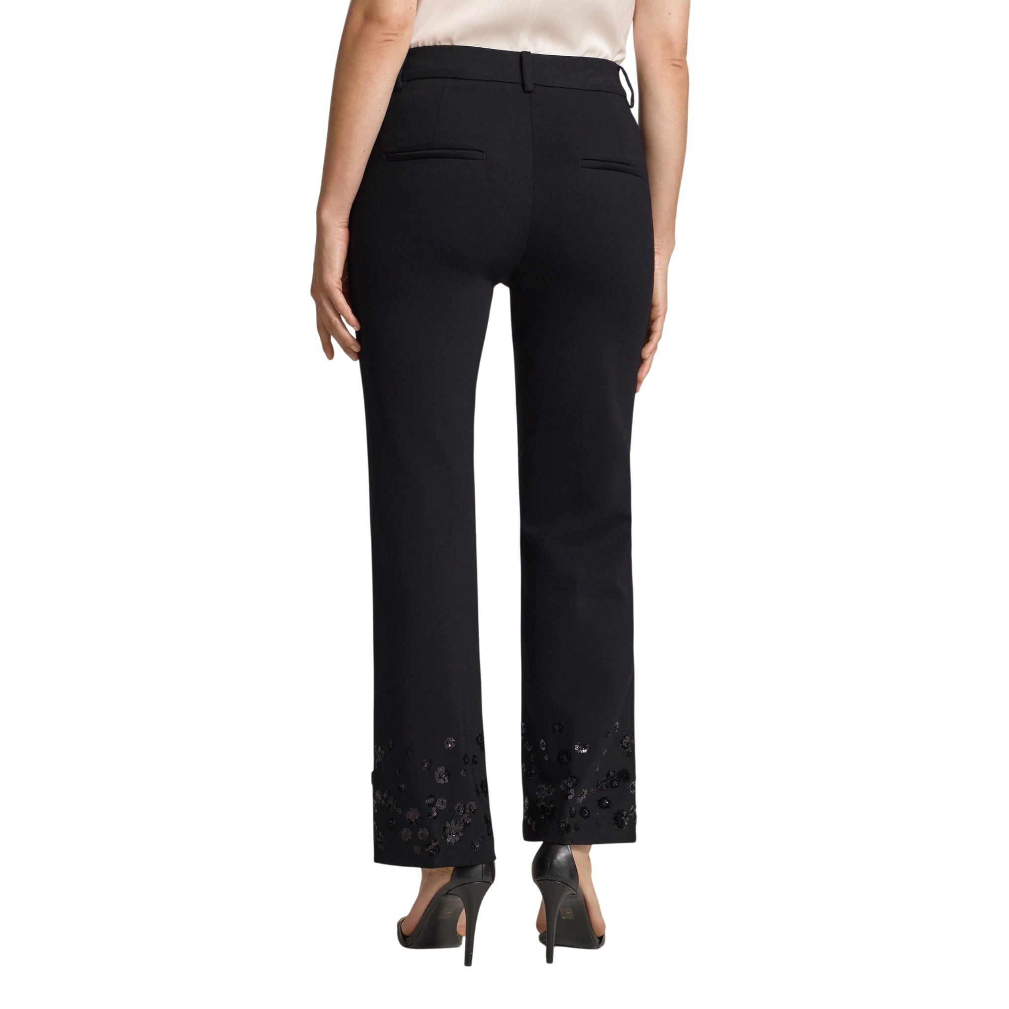 Cambio Hose Francoise cropped schwarz mit Pailletten-Applikation