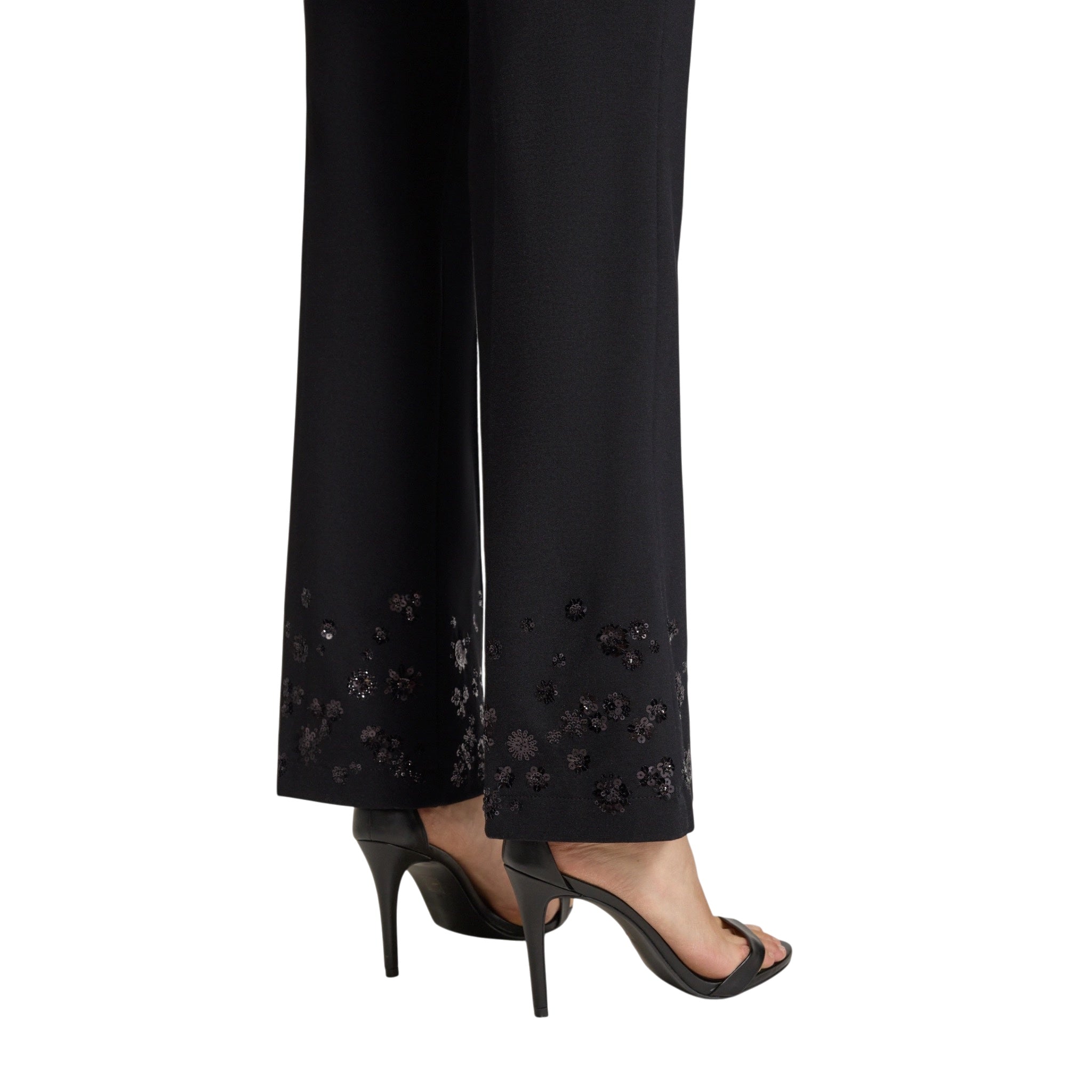 Cambio Hose Francoise cropped schwarz mit Pailletten-Applikation