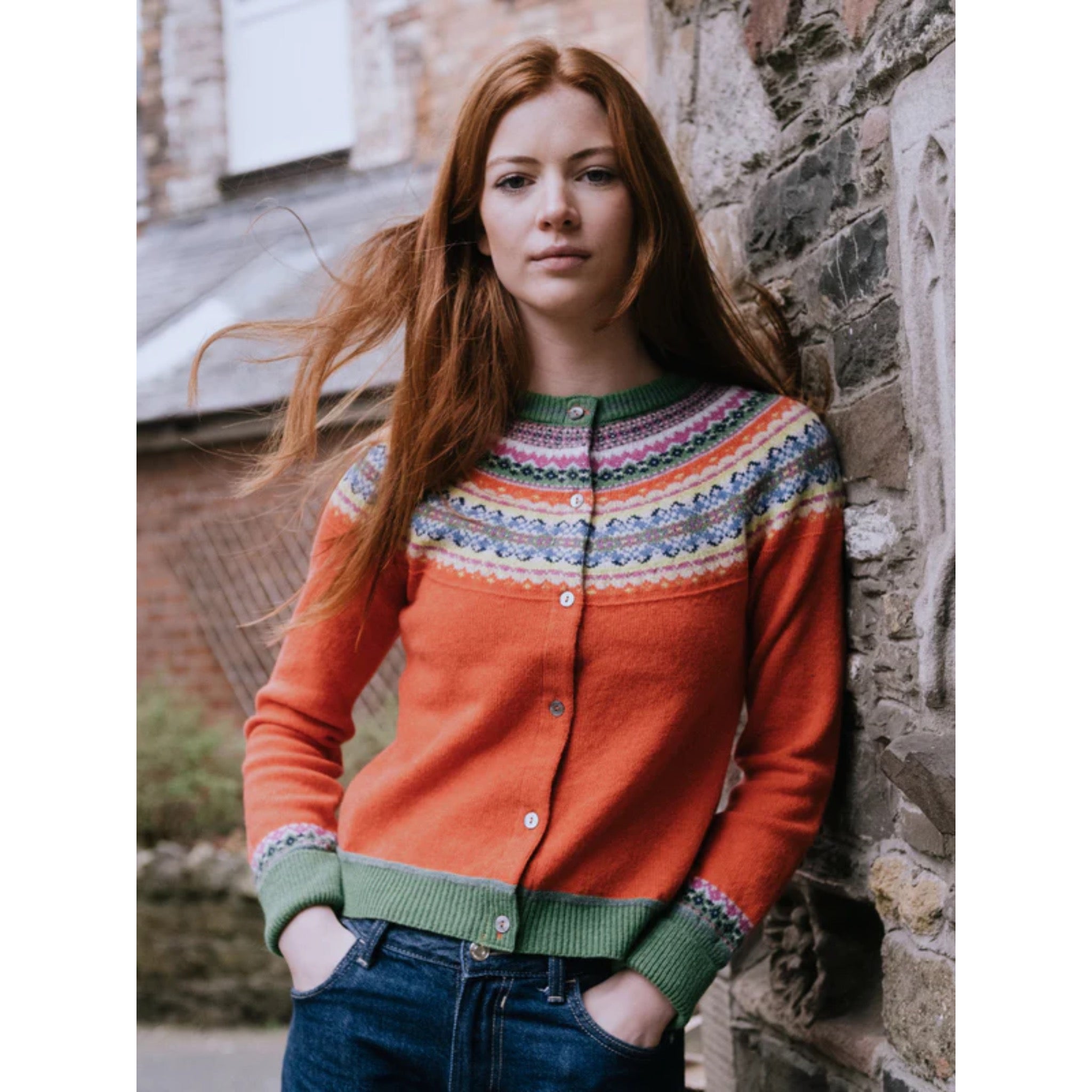 ERIBE Fair-Isle-Cardigan aus 100% Merinowolle