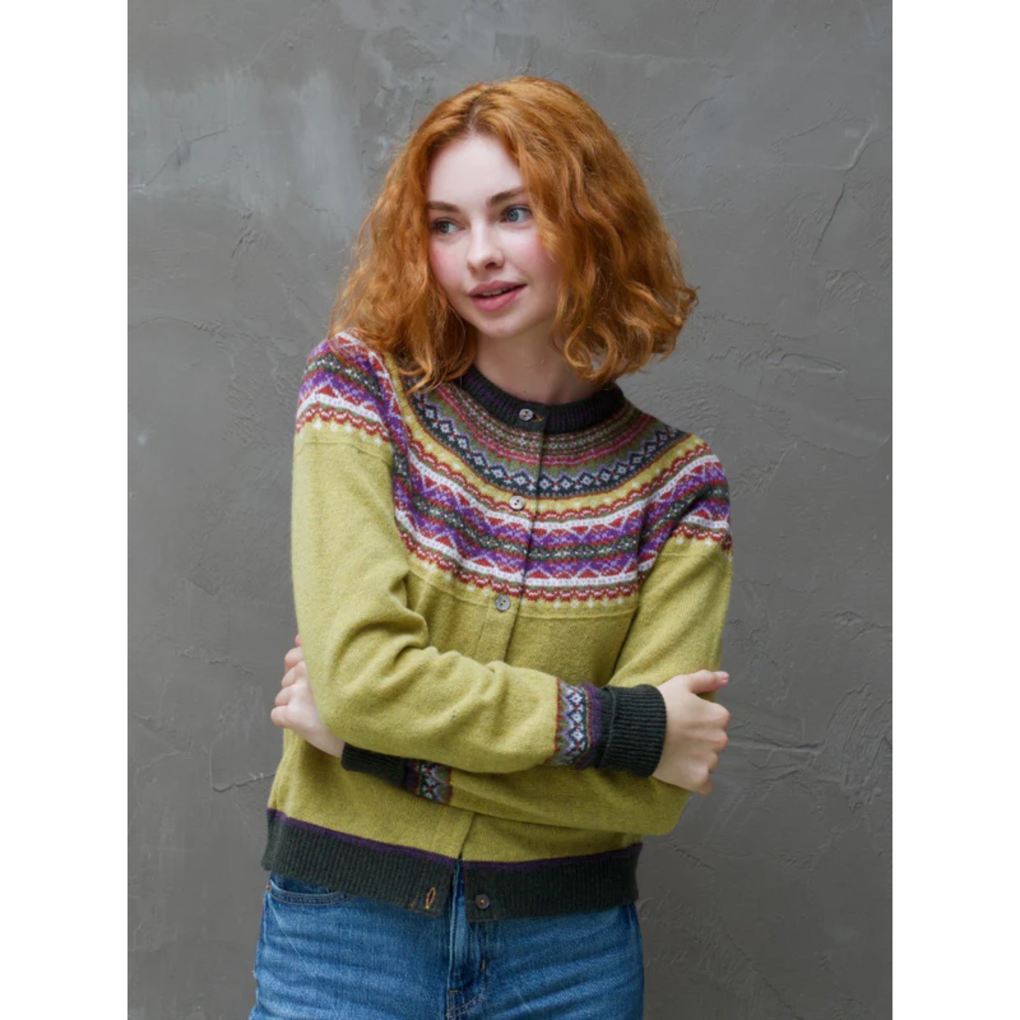 ERIBE Fair-Isle-Cardigan aus 100% Merinowolle