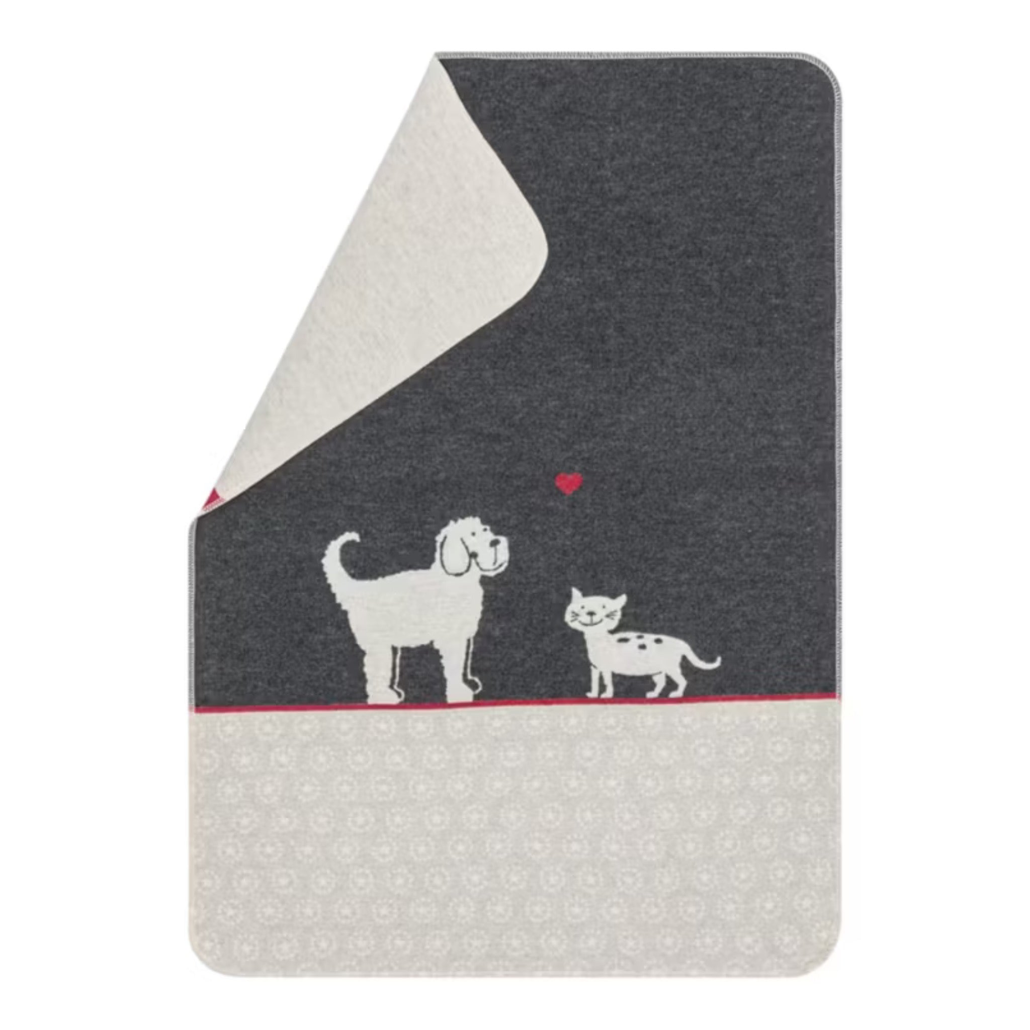 Haustierdecke "Hund und Katze", Kuscheldecke, Anthrazit
