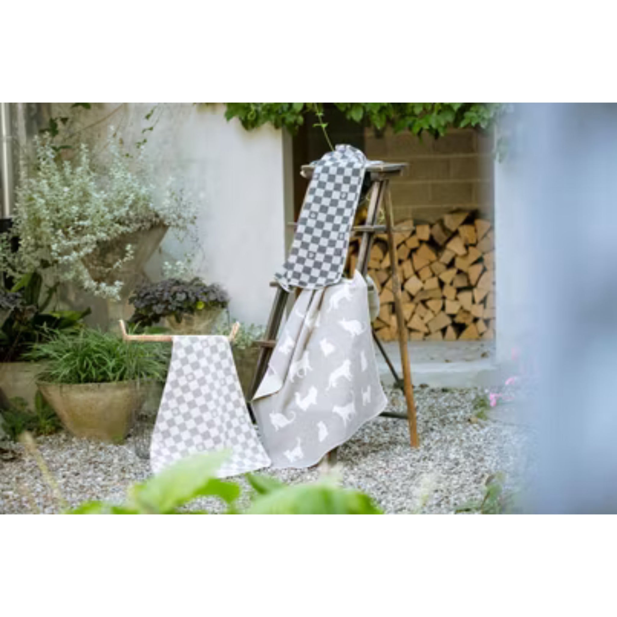 Haustierdecke "Katzensilhoutten", Kuscheldecke, Beige