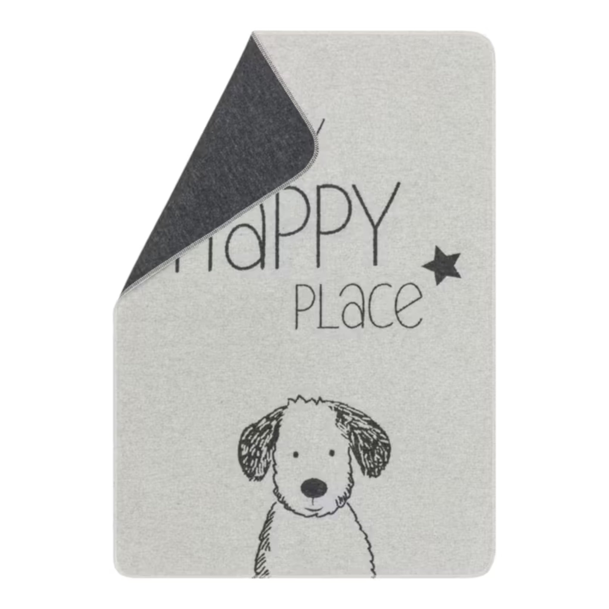 Haustierdecke "my happy place" dog, Kuscheldecke, Hellgrau